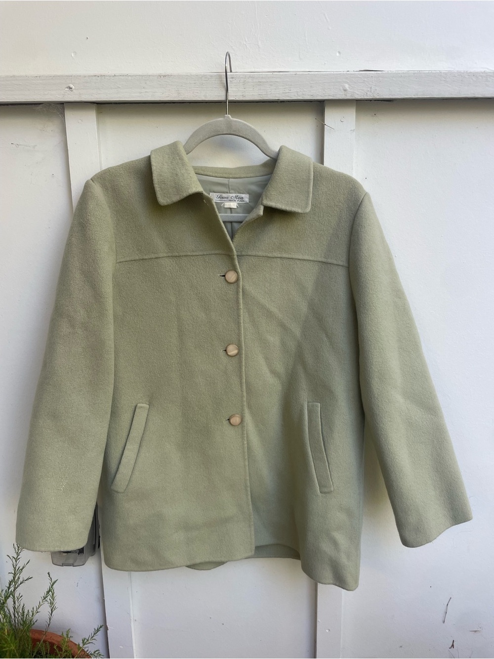 Vintage Wool Pea Coat - soft green